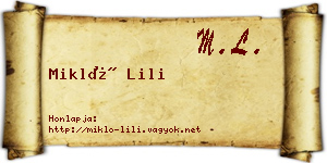 Mikló Lili névjegykártya