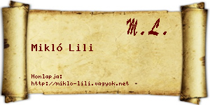 Mikló Lili névjegykártya